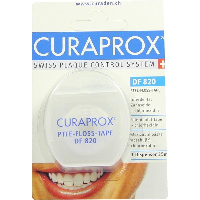 CURAPROX DF 820 Interd.Tape m.Chlorhexidin Spender
