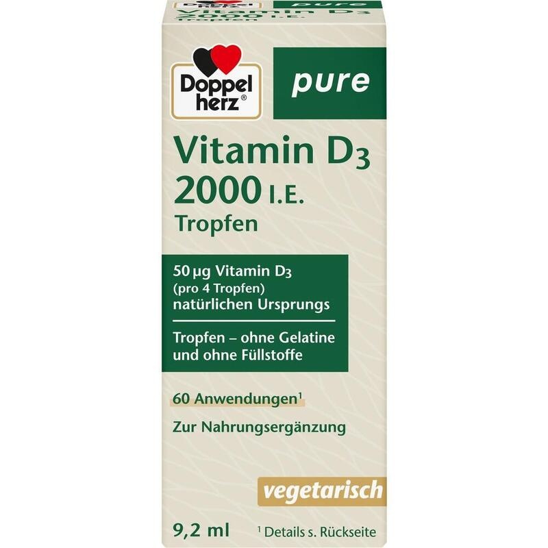 DOPPELHERZ Vitamin D3 2000 I.E. pure Tropfen