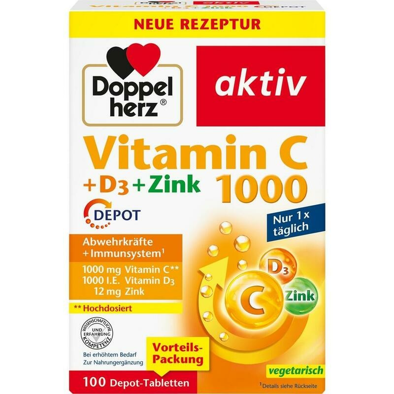 DOPPELHERZ Vitamin C 1000+D3+Zink Depot Tabletten